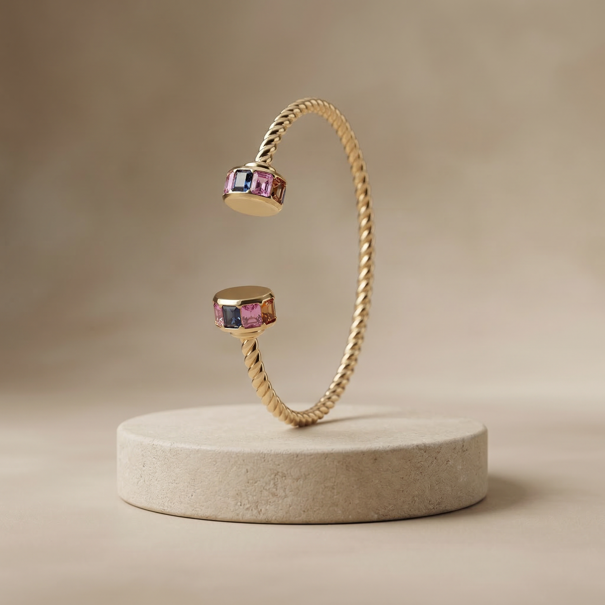 Viridia Twisted Sapphire Open Bangle