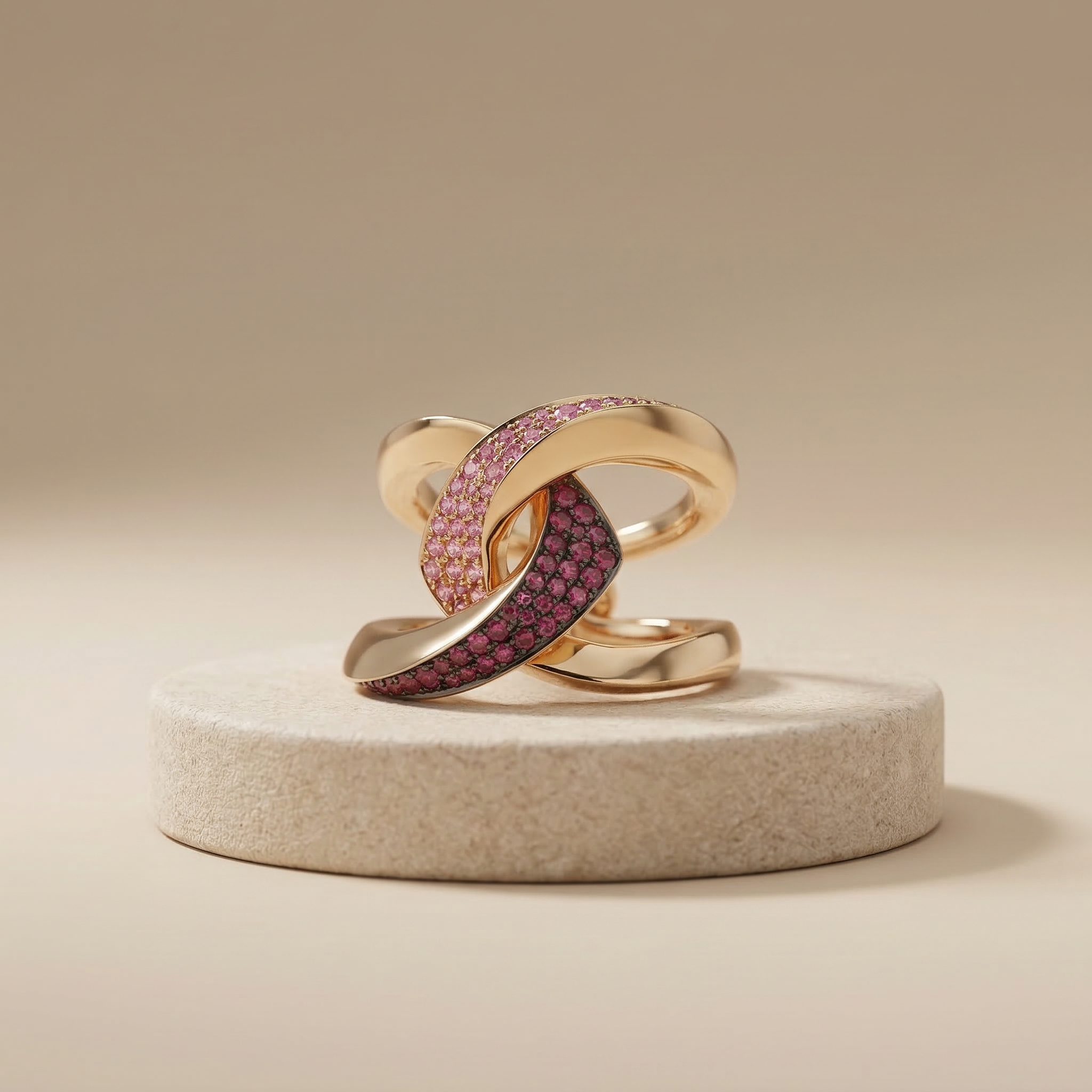Rosalia Pink Sapphire Crossover Ring