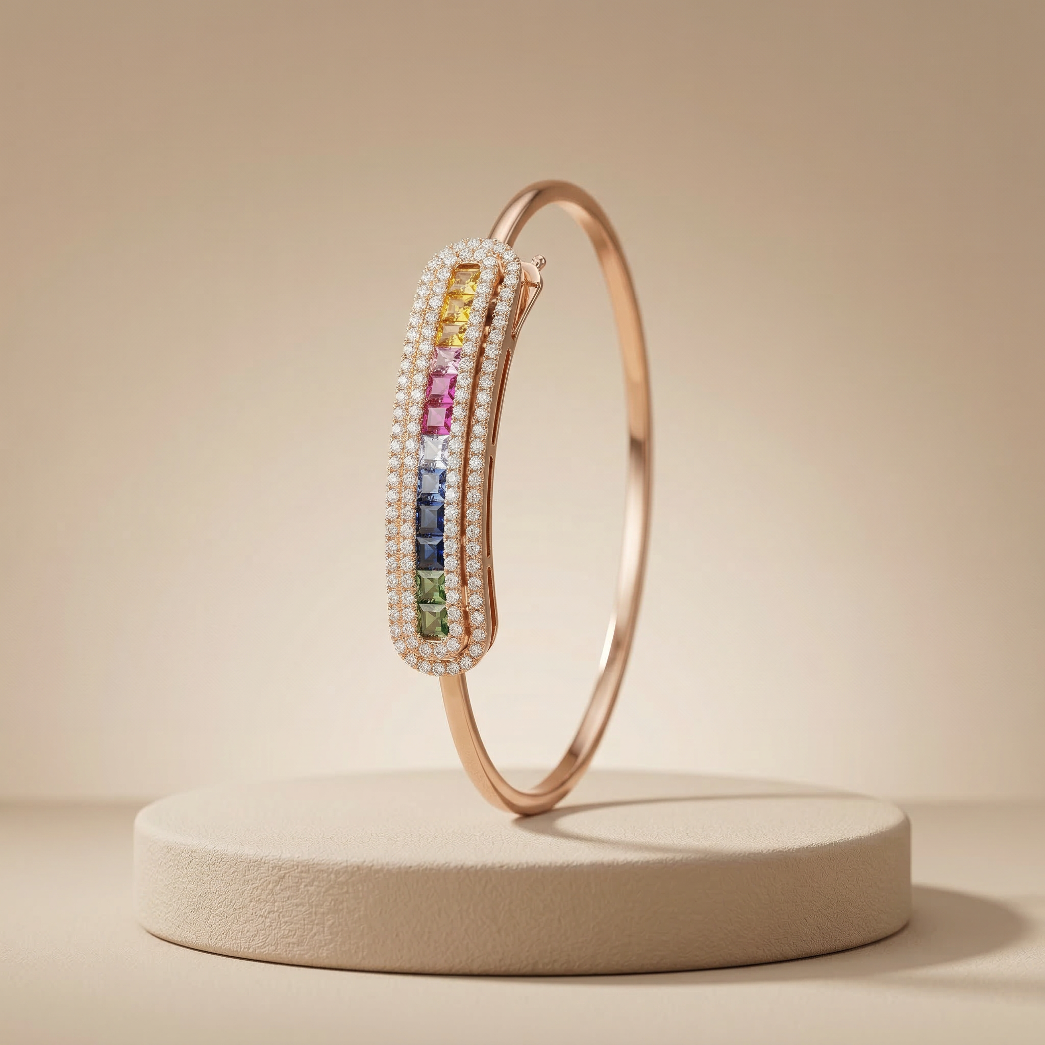 Chromara Diamond Multicolor Gem Bangle
