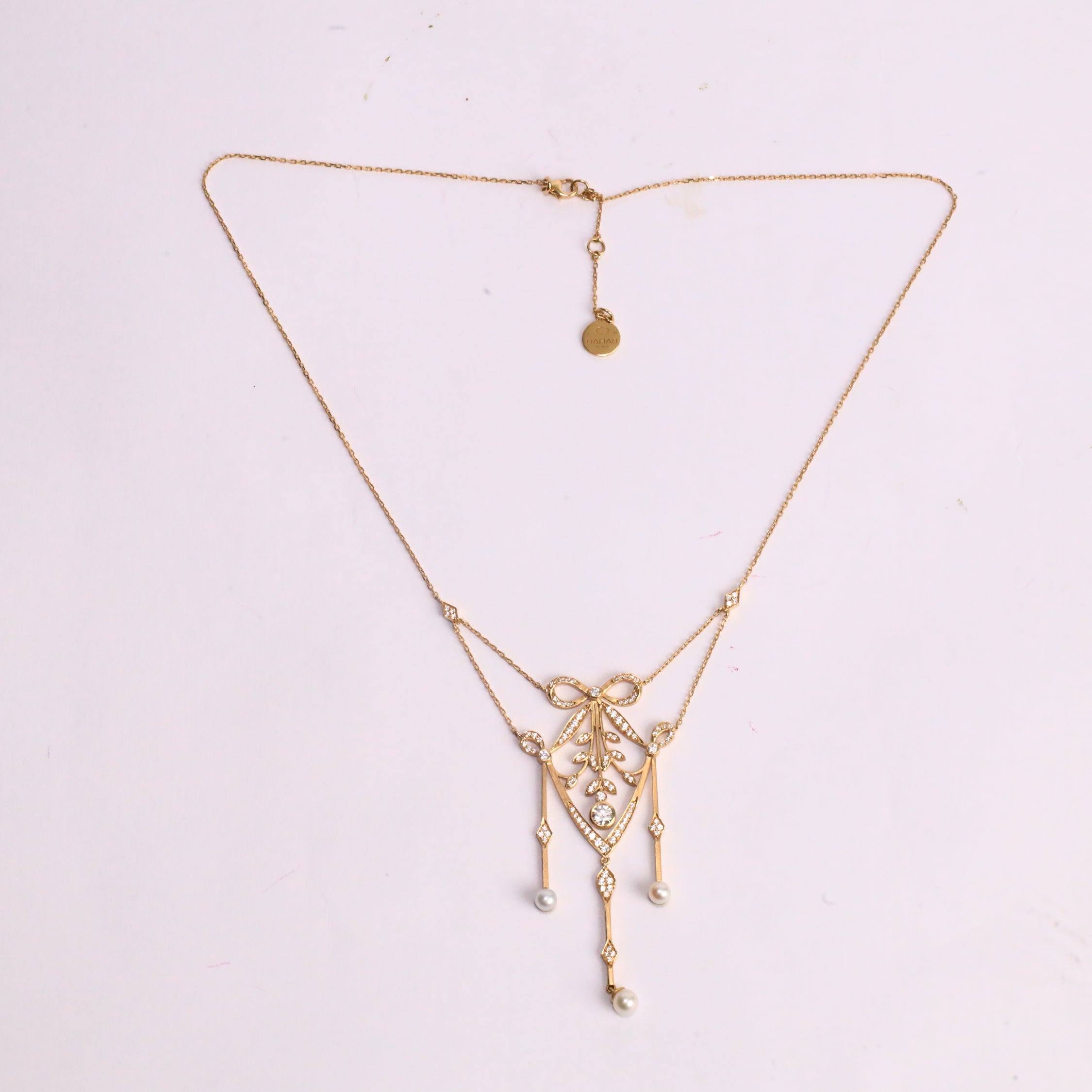 Lunaria Pearl Diamond Necklace