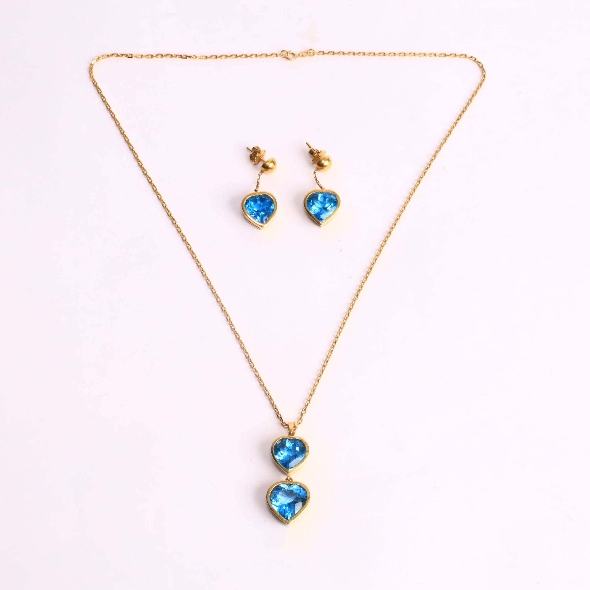 Azure Topaz Gold Necklace Set