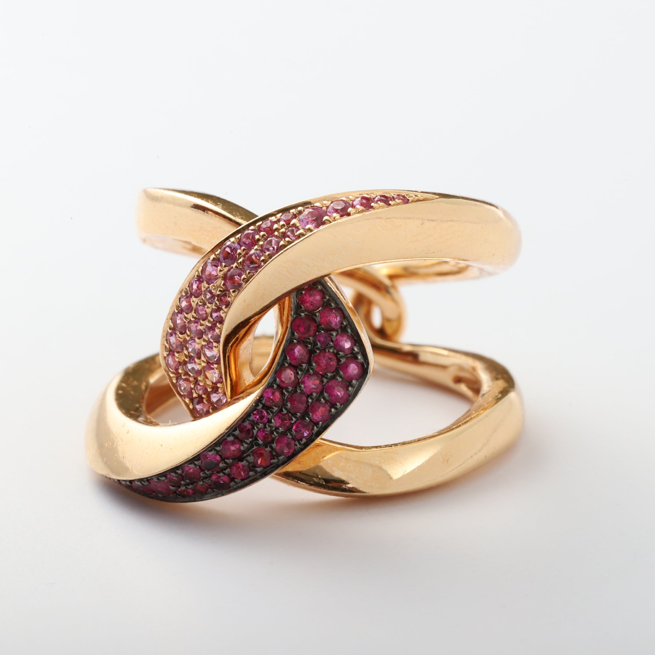 Rosalia Pink Sapphire Crossover Ring