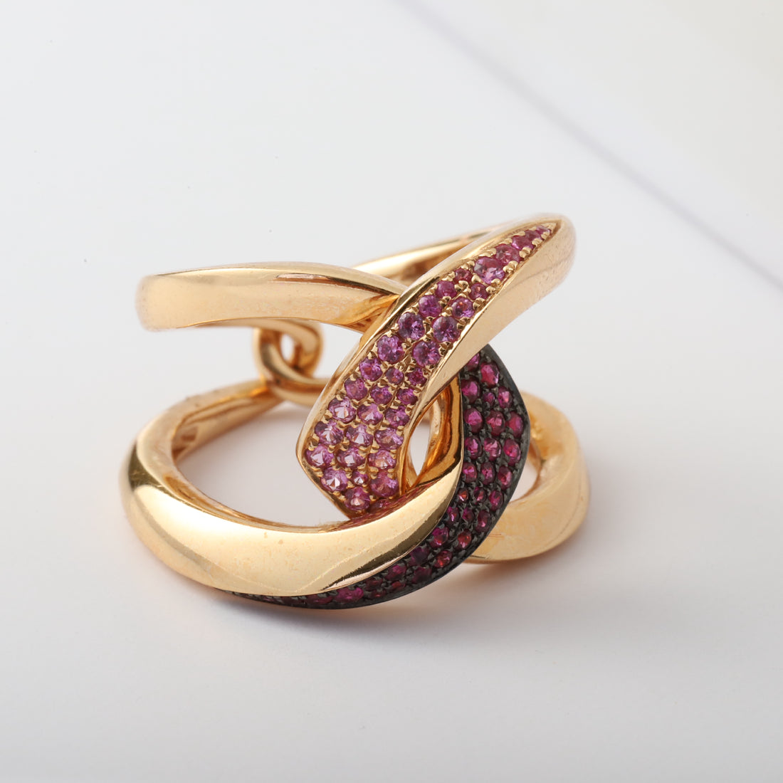 Rosalia Pink Sapphire Crossover Ring