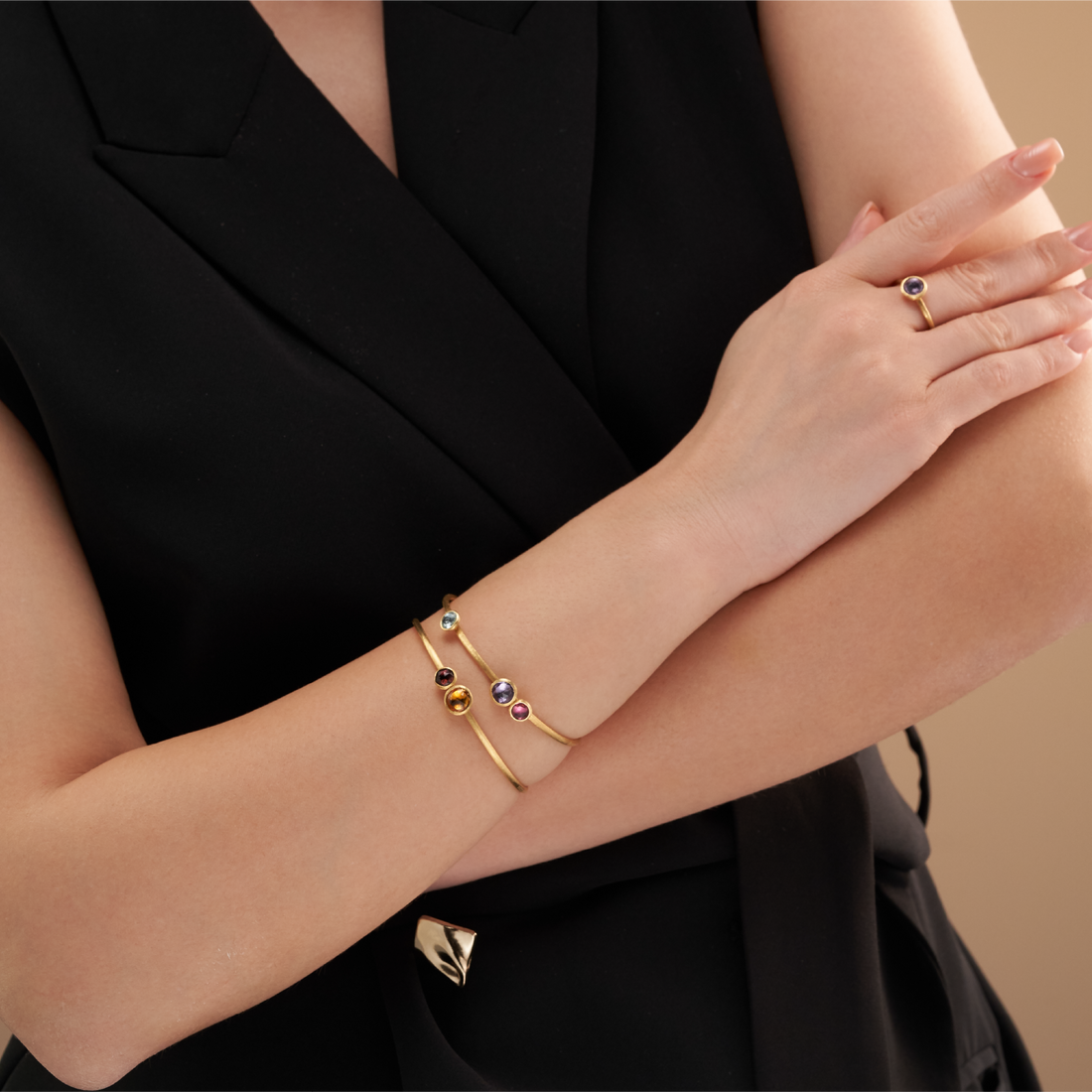 Aurielle Natural Gemstone Open Bangle