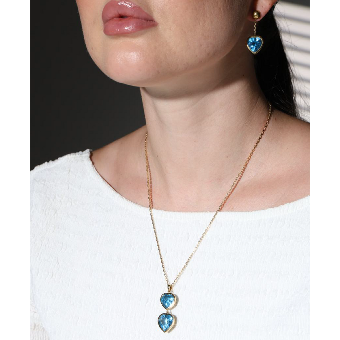 Azure Topaz Gold Necklace Set
