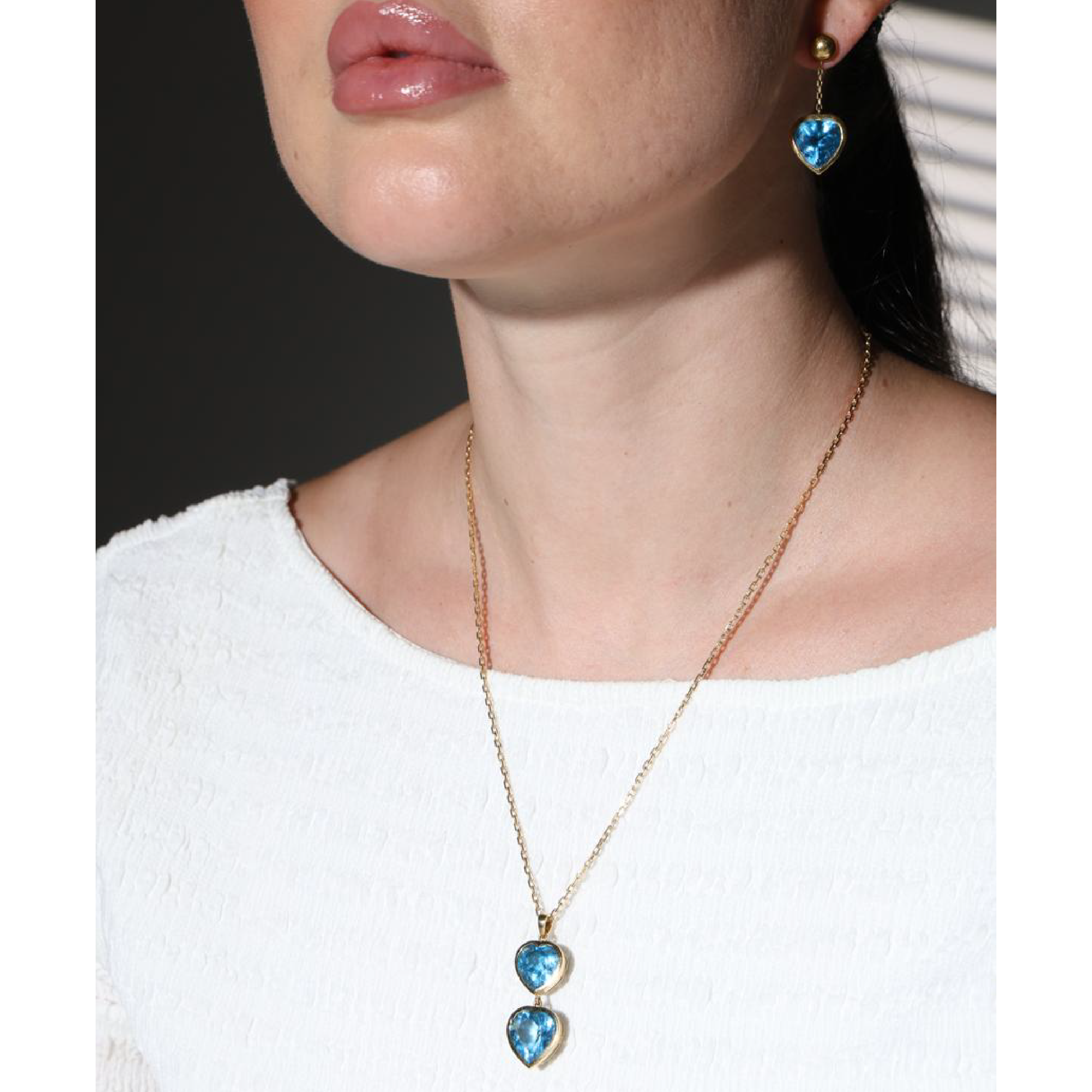 Azure Topaz Gold Necklace Set