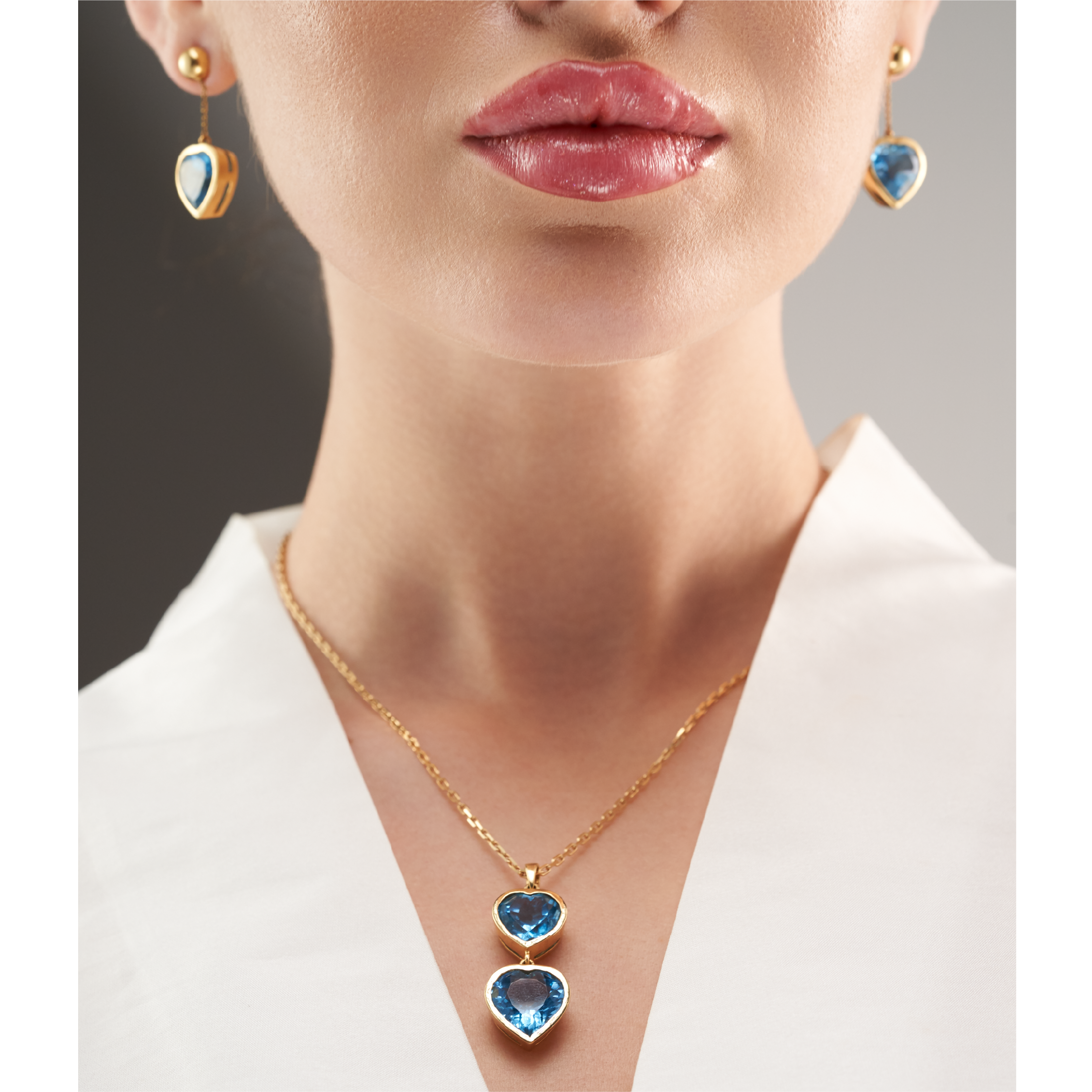Azure Topaz Gold Necklace Set