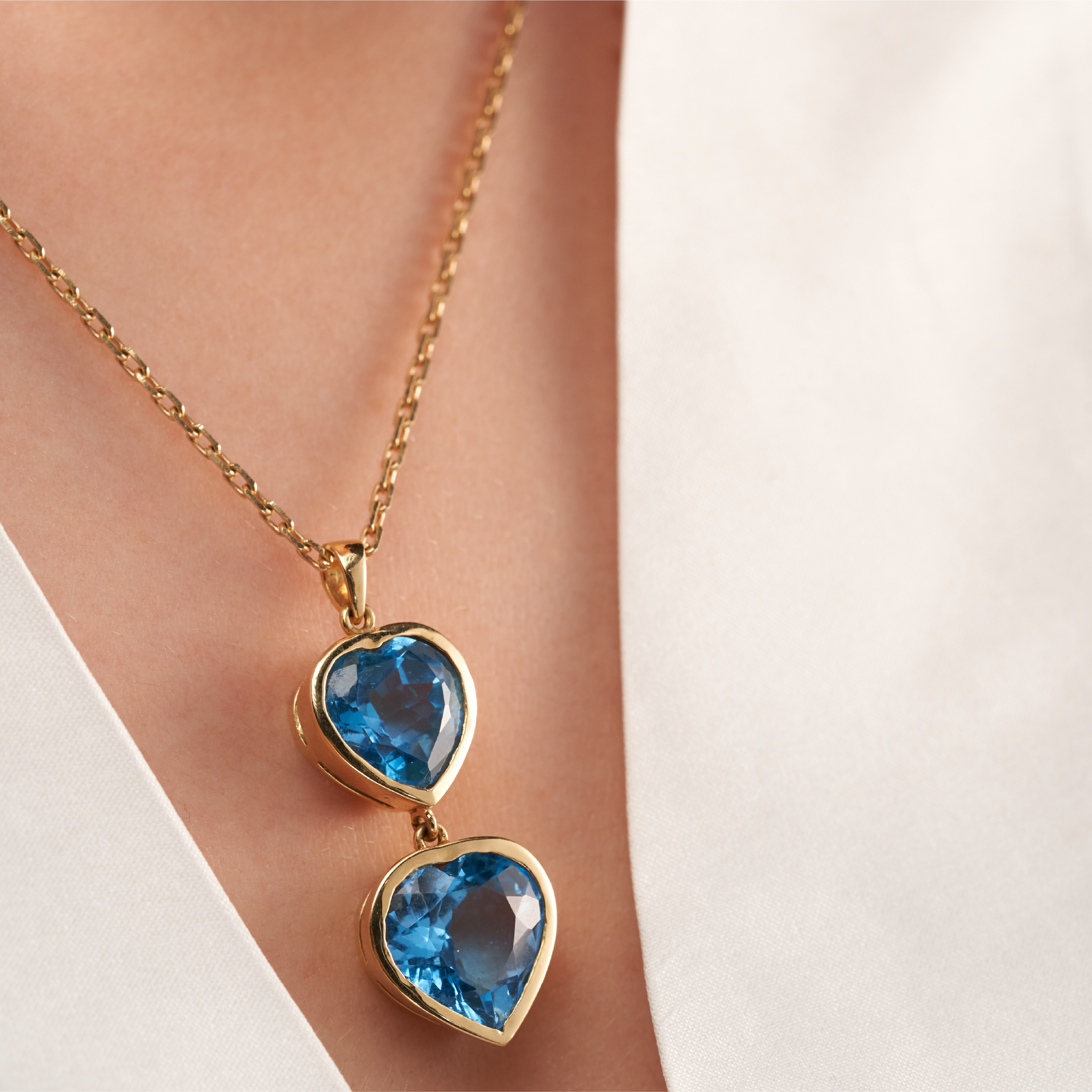 Azure Topaz Gold Necklace Set