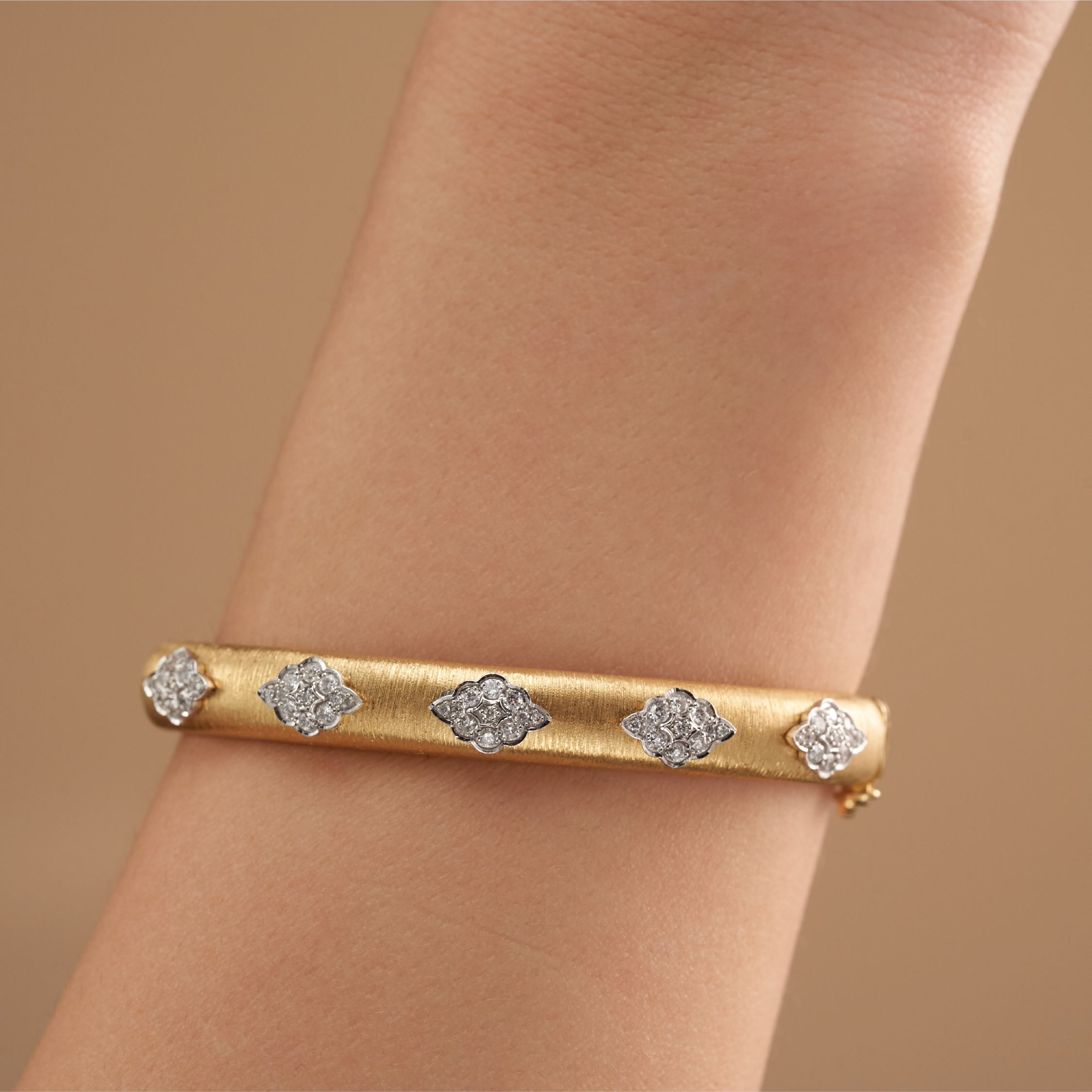 Linea Satin Diamond Gold Bangle