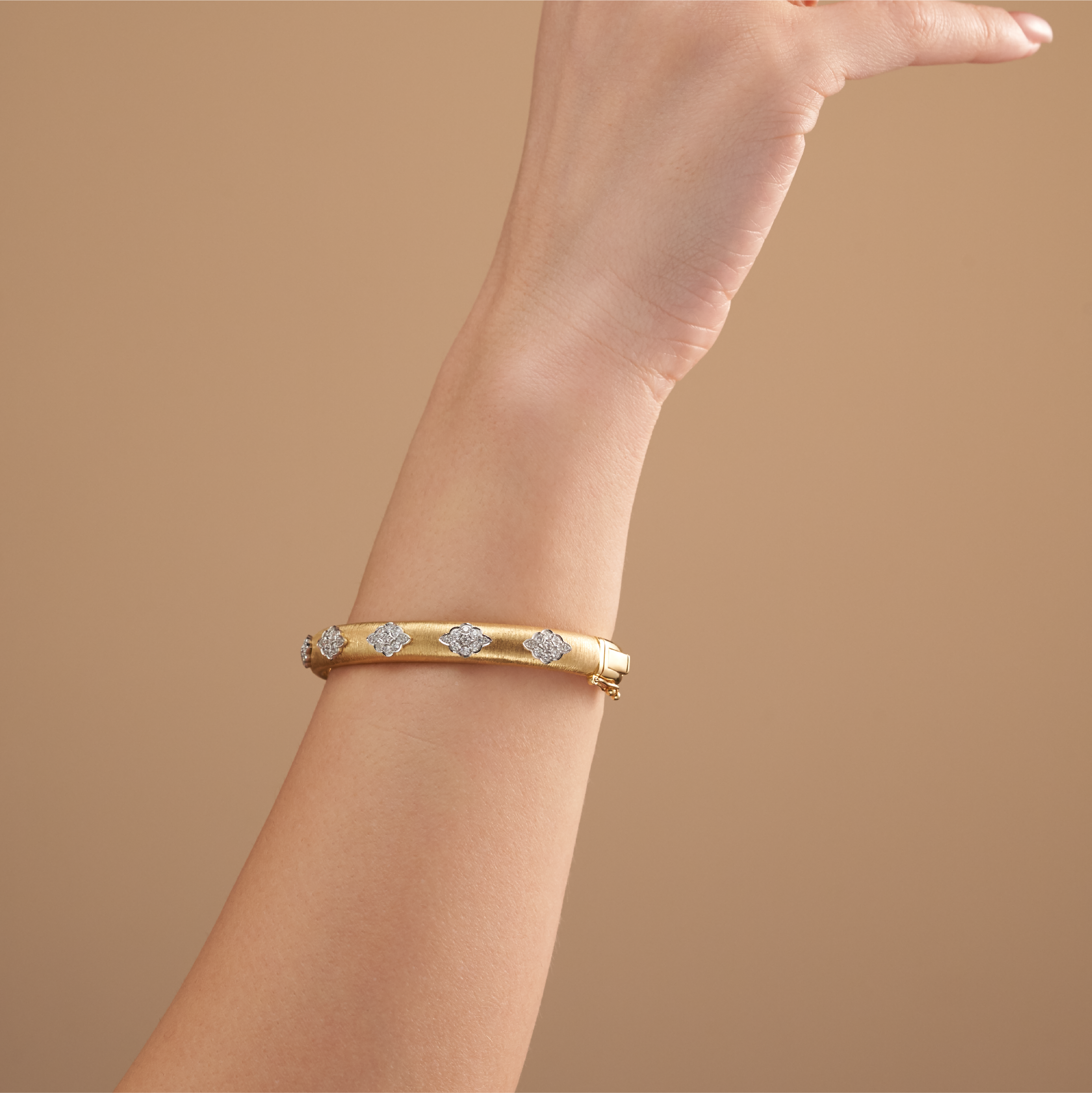 Linea Satin Diamond Gold Bangle