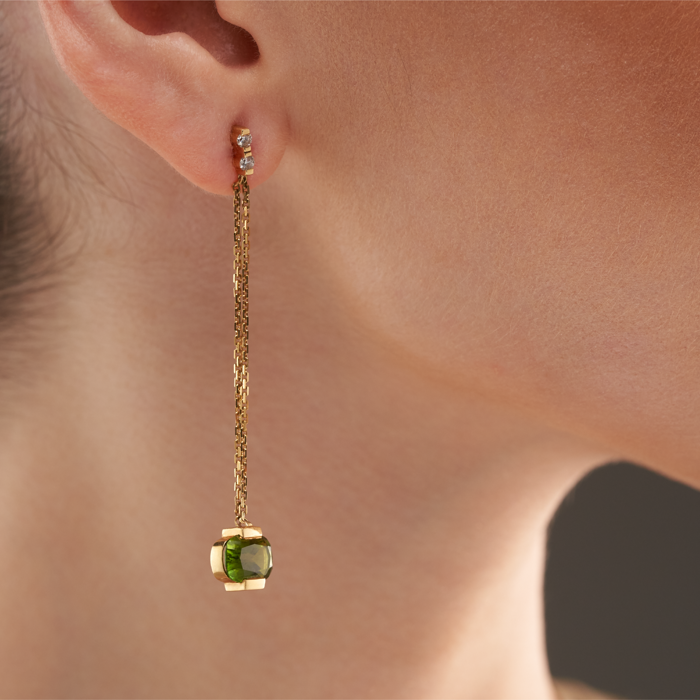 Serelina Gemstone Chain Drop Earrings