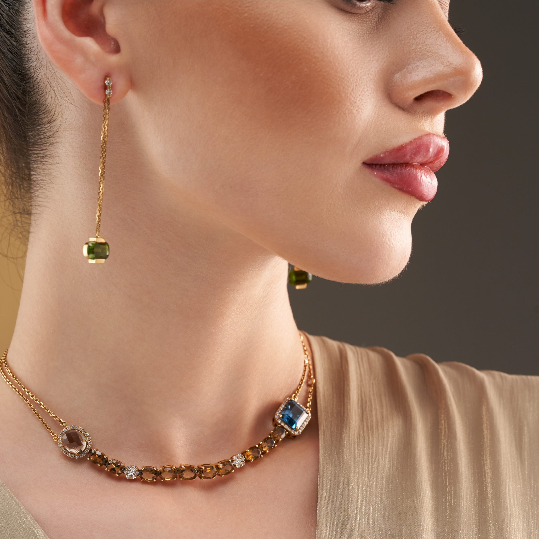 Serelina Gemstone Chain Drop Earrings