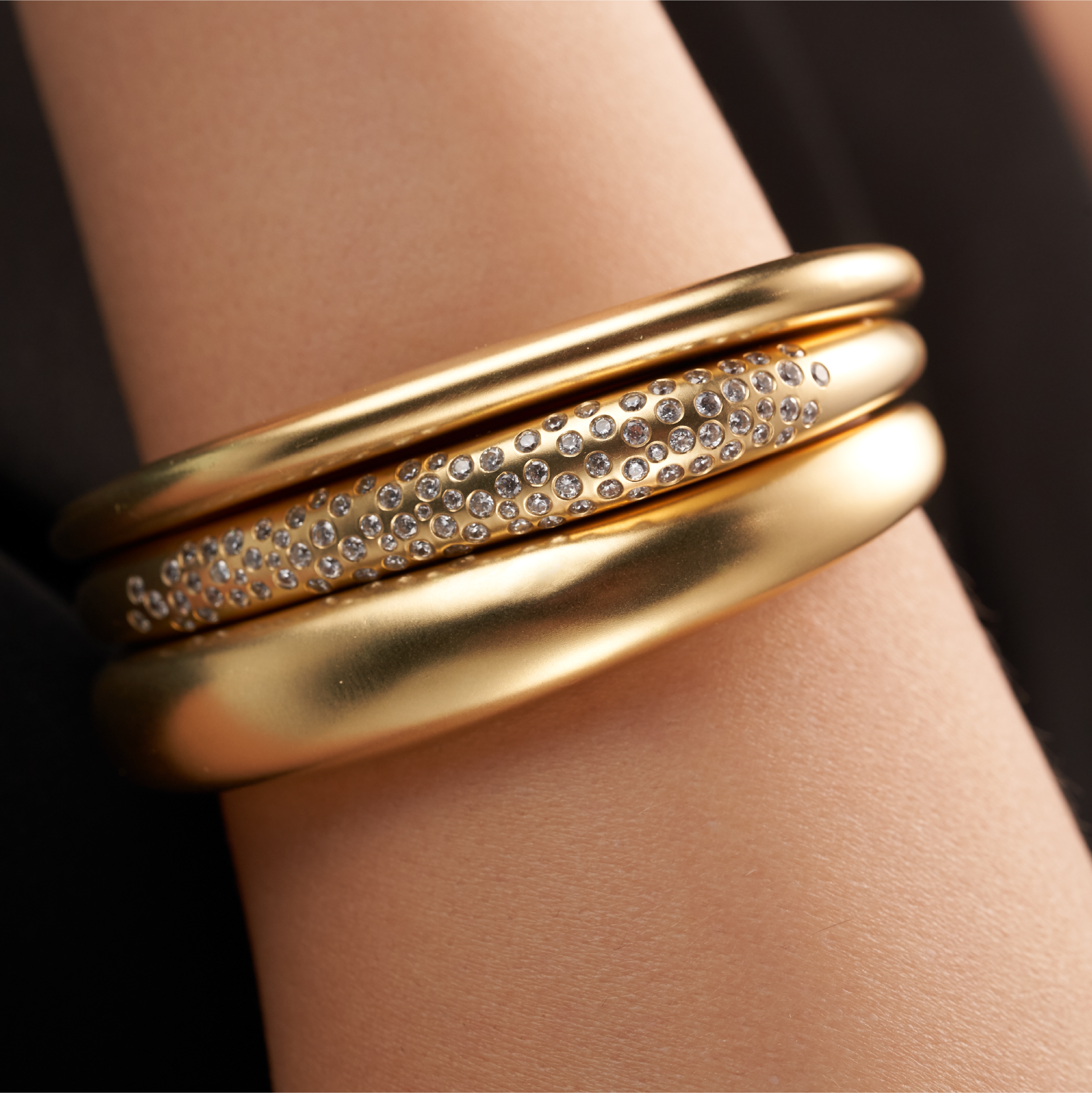 Triluxe Zirconia Gold Bangles Set
