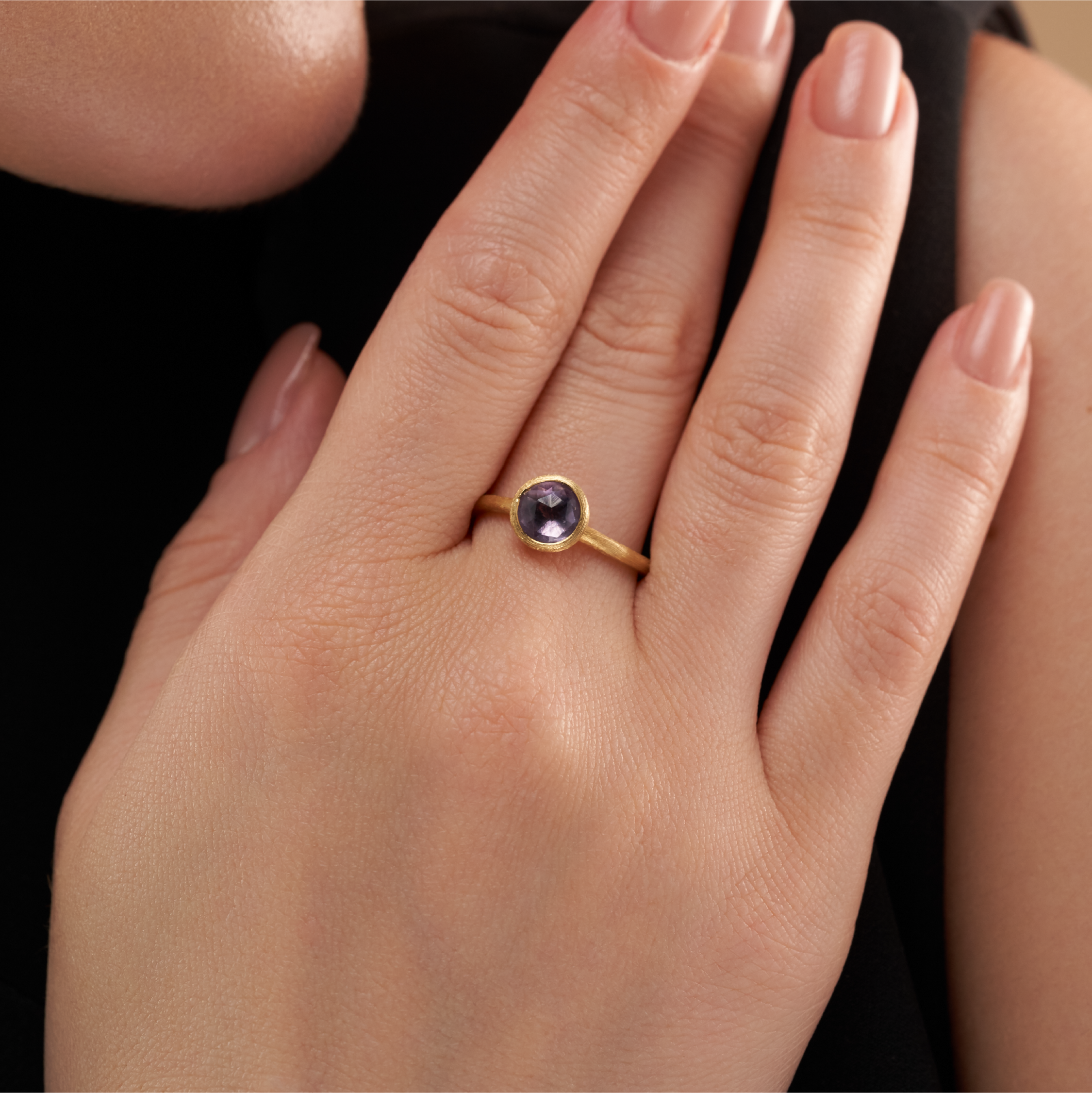 Veloura Gemstone Textured Gold Ring